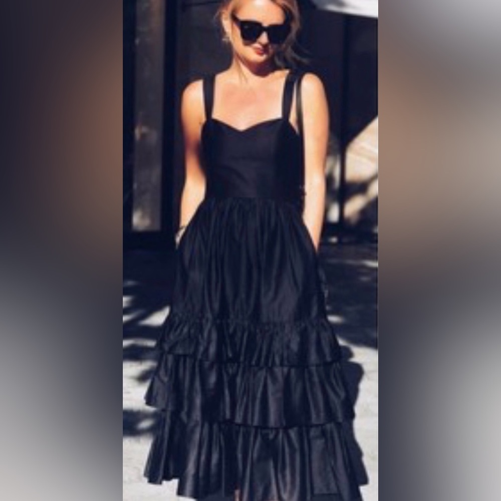 H&M premium 100% cotton Tiered Midi Dress - Picture 2 of 3